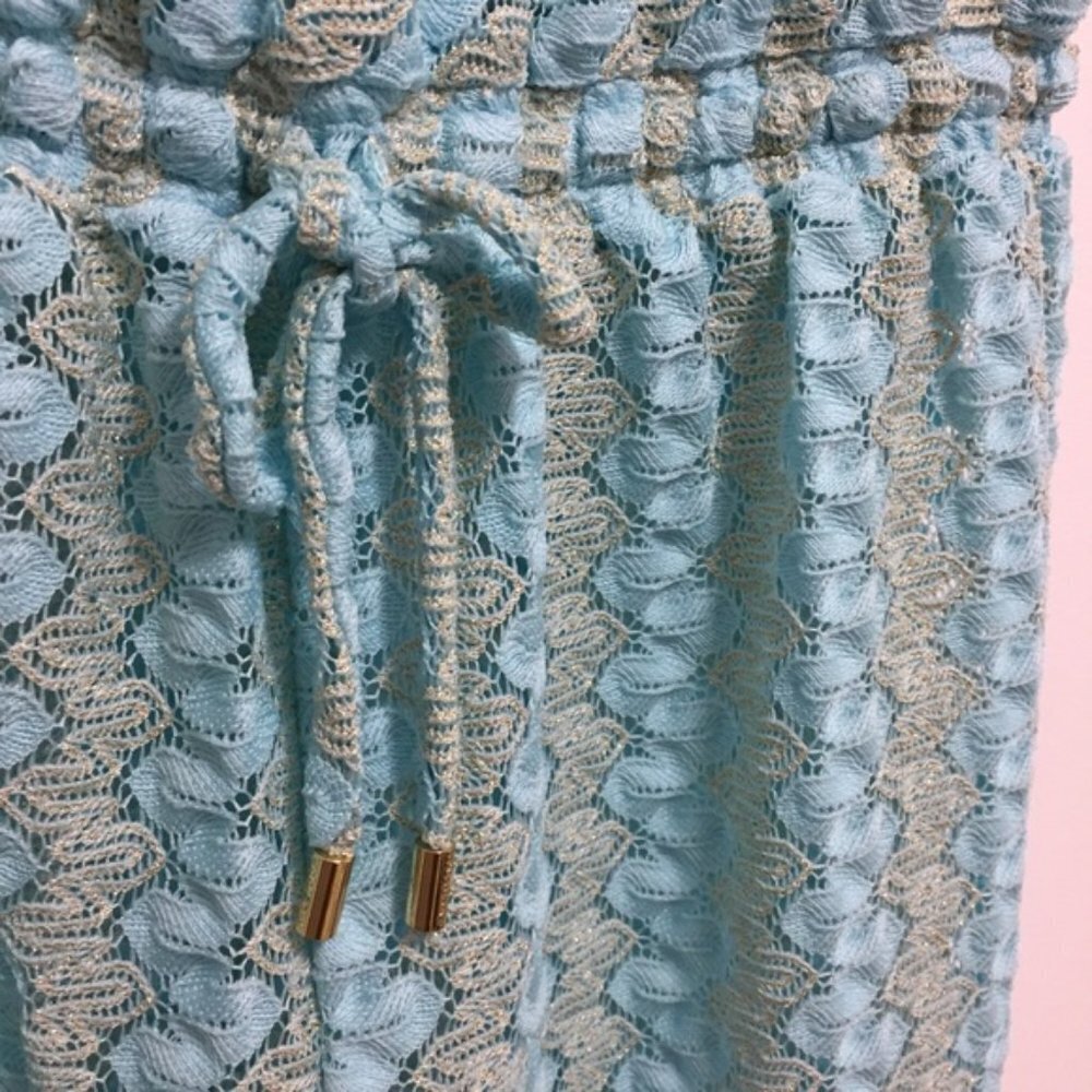 MELISSA ODABASH STELLA BANDEAU JUMPSUIT SKY BLUE KNIT L - Picture 6 of 8